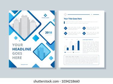 Annual report, broshure, flyer, magazine abstract background blue cover vector size template A4. Corporate Presentation, Poster, Banner, Color Book