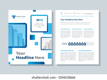 Annual report, broshure, flyer, magazine abstract background blue cover vector size template A4. Corporate Presentation, Poster, Banner, Color Book