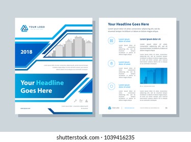 Annual report, broshure, flyer, magazine abstract background blue cover vector size template A4. Corporate Presentation, Poster, Banner, Color Book