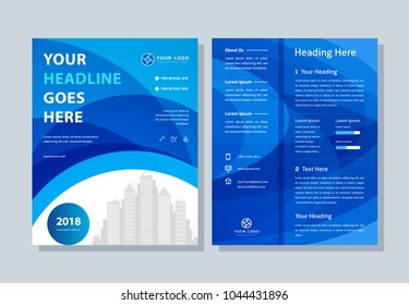 Annual report, broshure, flyer, magazine abstract background blue cover vector size template A4. Corporate Presentation, Poster, Banner, Color Book