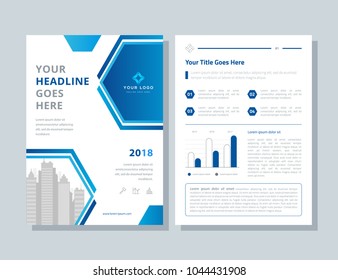 Annual report, broshure, flyer, magazine abstract background blue cover vector size template A4. Corporate Presentation, Poster, Banner, Color Book