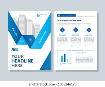 Annual report, broshure, flyer, magazine abstract background blue cover vector size template A4. Corporate Presentation, Poster, Banner, Color Book