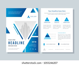 Annual report, broshure, flyer, magazine abstract background blue cover vector size template A4. Corporate Presentation, Poster, Banner, Color Book