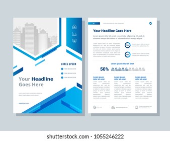 Annual report, broshure, flyer, magazine abstract background blue cover vector size template A4. Corporate Presentation, Poster, Banner, Color Book