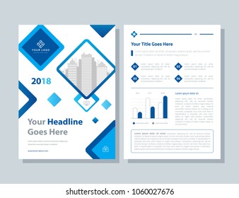 Annual report, broshure, flyer, magazine abstract background blue cover vector size template A4. Corporate Presentation, Poster, Banner, Color Book