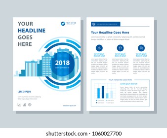 Annual report, broshure, flyer, magazine abstract background blue cover vector size template A4. Corporate Presentation, Poster, Banner, Color Book