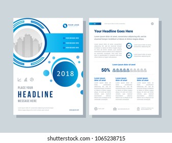 Annual report, broshure, flyer, magazine abstract background blue cover vector size template A4. Corporate Presentation, Poster, Banner, Color Book