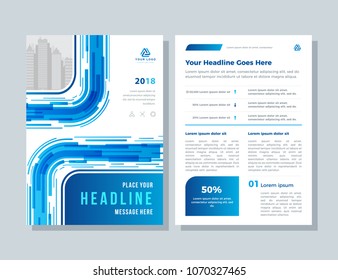 Annual report, broshure, flyer, magazine abstract background blue cover vector size template A4. Corporate Presentation, Poster, Banner, Color Book