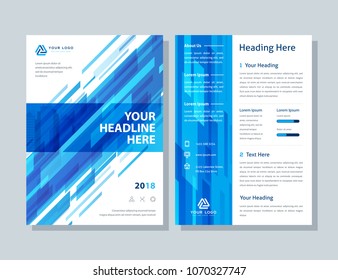 Annual report, broshure, flyer, magazine abstract background blue cover vector size template A4. Corporate Presentation, Poster, Banner, Color Book