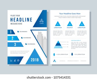 Annual report, broshure, flyer, magazine abstract background blue cover vector size template A4. Corporate Presentation, Poster, Banner, Color Book
