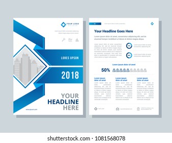 Annual report, broshure, flyer, magazine abstract background blue cover vector size template A4. Corporate Presentation, Poster, Banner, Color Book