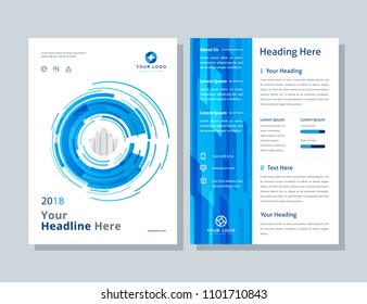 Annual report, broshure, flyer, magazine abstract background blue cover vector size template A4. Corporate Presentation, Poster, Banner, Color Book
