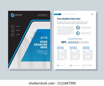 Annual report, broshure, flyer, magazine abstract background blue cover vector size template A4. Corporate Presentation, Poster, Banner, Color Book