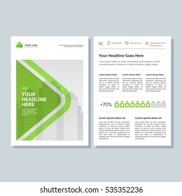 Annual report, broshure, flyer, magazine abstract city background green cover vector size template A4. Corporate Presentation, Poster, Website, Portfolio, Banner, Color Book