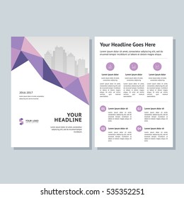 Annual report, broshure, flyer, magazine abstract city background purple cover vector size template A4. Corporate Presentation, Poster, Website, Portfolio, Banner, Color Book