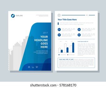 Annual report, broshure, flyer, magazine abstract city background blue cover vector size template A4. Corporate Presentation, Poster, Website, Portfolio, Banner, Color Book