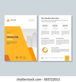 Annual report, broshure, flyer, magazine abstract city background orange cover vector size template A4. Corporate Presentation, Poster, Website, Portfolio, Banner, Color Book