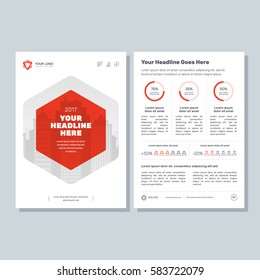 Annual report, broshure, flyer, magazine abstract city background red cover vector size template A4. Corporate Presentation, Poster, Website, Portfolio, Banner, Color Book