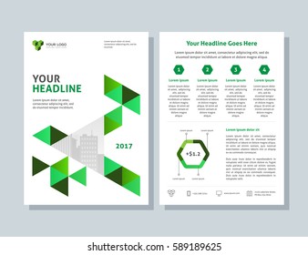 Annual report, broshure, flyer, magazine abstract city background green cover vector size template A4. Corporate Presentation, Poster, Website, Portfolio, Banner, Color Book