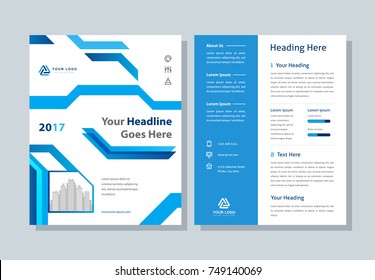 Annual report, broshure, flyer, magazine abstract background blue cover vector size template A4. Corporate Presentation, Poster, Banner, Color Book