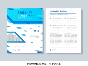 Annual report, broshure, flyer, magazine abstract background blue cover vector size template A4. Corporate Presentation, Poster, Banner, Color Book