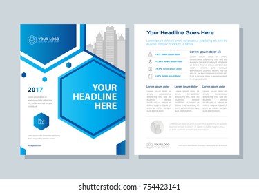 Annual report, broshure, flyer, magazine abstract background blue cover vector size template A4. Corporate Presentation, Poster, Banner, Color Book