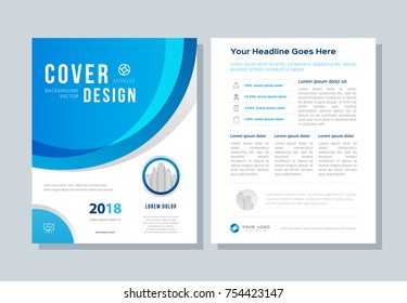Annual report, broshure, flyer, magazine abstract background blue cover vector size template A4. Corporate Presentation, Poster, Banner, Color Book
