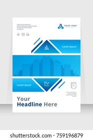 Annual report, broshure, flyer, magazine abstract background blue cover vector size template A4. Corporate Presentation, Poster, Banner, Color Book