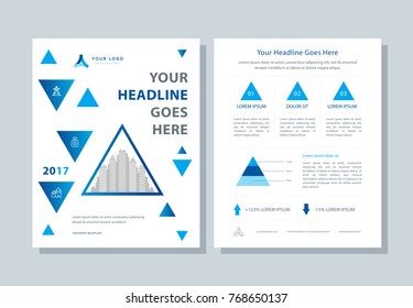 Annual report, broshure, flyer, magazine abstract background blue cover vector size template A4. Corporate Presentation, Poster, Banner, Color Book