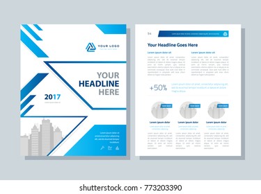 Annual report, broshure, flyer, magazine abstract background blue cover vector size template A4. Corporate Presentation, Poster, Banner, Color Book