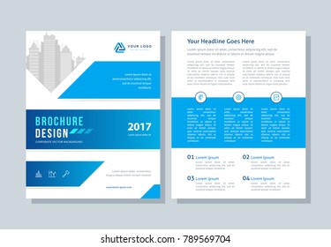 Annual report, broshure, flyer, magazine abstract background blue cover vector size template A4. Corporate Presentation, Poster, Banner, Color Book