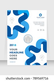 Annual report, broshure, flyer, magazine abstract background blue cover vector size template A4. Corporate Presentation, Poster, Banner, Color Book
