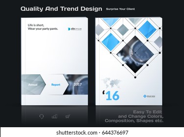Informe anual, plantilla de vector de resumen de negocios. Diseño de folletos, diseño moderno de portada, afiche, volante en A4 con rectángulos coloridos, flechas, sombras para tecnología, ciencia, mercado con fondo claro.