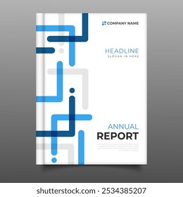 Annual report business cover template Blue geometric design