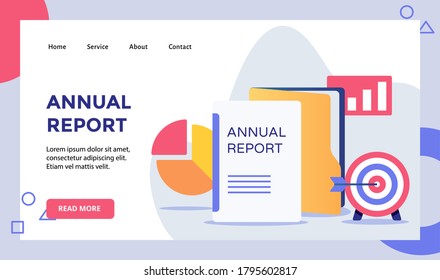Annual report campaign for web website home homepage landing page template banner with modern flat style