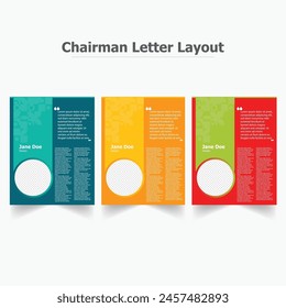 Annual report Chairman Letter Layout in three different colors 