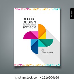 Annual Report colorful paper turbine design template background, vector illustration