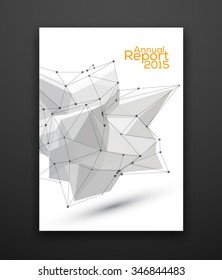 Annual Report Cover. 3D Low Polygon Geometry Business Design on Dark Background. Vector Illustration