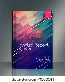 Annual report cover. Creative cover. Annual report cover for the company's environmental, energy, and environmental organizations. Vivid Parallel lines forming picturesque texture. Vector cover design