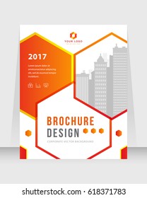 Annual report, cover design abstract background, Magazine, orange and red color broshure, template A4. Book, Corporate Presentation, Poster, Website, Flyer, Portfolio, Banner