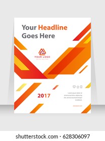 Annual report, cover design abstract background, Magazine, orange and red color broshure, template A4. Book, Corporate Presentation, Poster, Website, Flyer, Portfolio, Banner