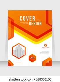 Annual report, cover design abstract background, Magazine, orange and red color broshure, template A4. Book, Corporate Presentation, Poster, Website, Flyer, Portfolio, Banner