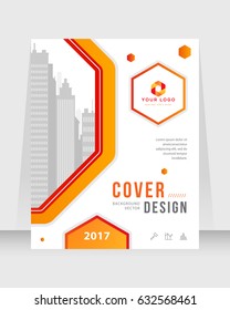 Annual report, cover design abstract background, Magazine, orange and red color broshure, template A4. Book, Corporate Presentation, Poster, Website, Flyer, Portfolio, Banner