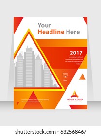 Annual report, cover design abstract background, Magazine, orange and red color broshure, template A4. Book, Corporate Presentation, Poster, Website, Flyer, Portfolio, Banner