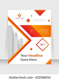 Annual report, cover design abstract background, Magazine, orange and red color broshure, template A4. Book, Corporate Presentation, Poster, Website, Flyer, Portfolio, Banner