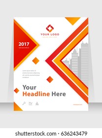 Annual report, cover design abstract background, Magazine, orange and red color broshure, template A4. Book, Corporate Presentation, Poster, Website, Flyer, Portfolio, Banner