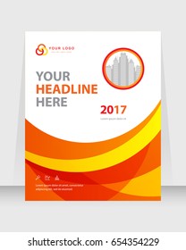 Annual report, cover design abstract background, Magazine, orange and red color broshure, template A4. Book, Corporate Presentation, Poster, Website, Flyer, Portfolio, Banner