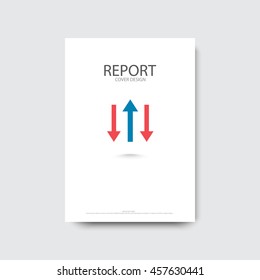 Annual report cover design, modern abstract brochure, arrow logo, A4, vector illustration
