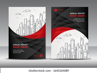 Jährlicher Bericht über Design-Template-Vektorillustration Kreative Idee, Broschüre Titelblatt Vorlage rot und schwarz Hintergrund.