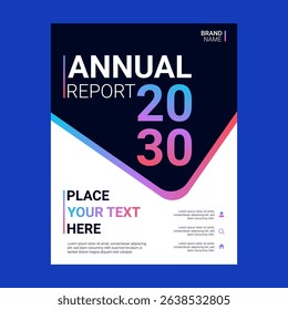 Annual report cover design template with modern corporate layout and gradient typography for business presentation or brochure	